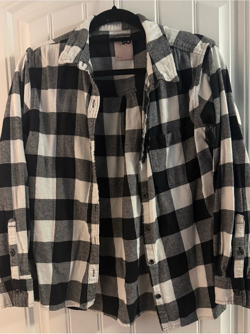 Black and White Buffalo Plaid Button-Up Shirt